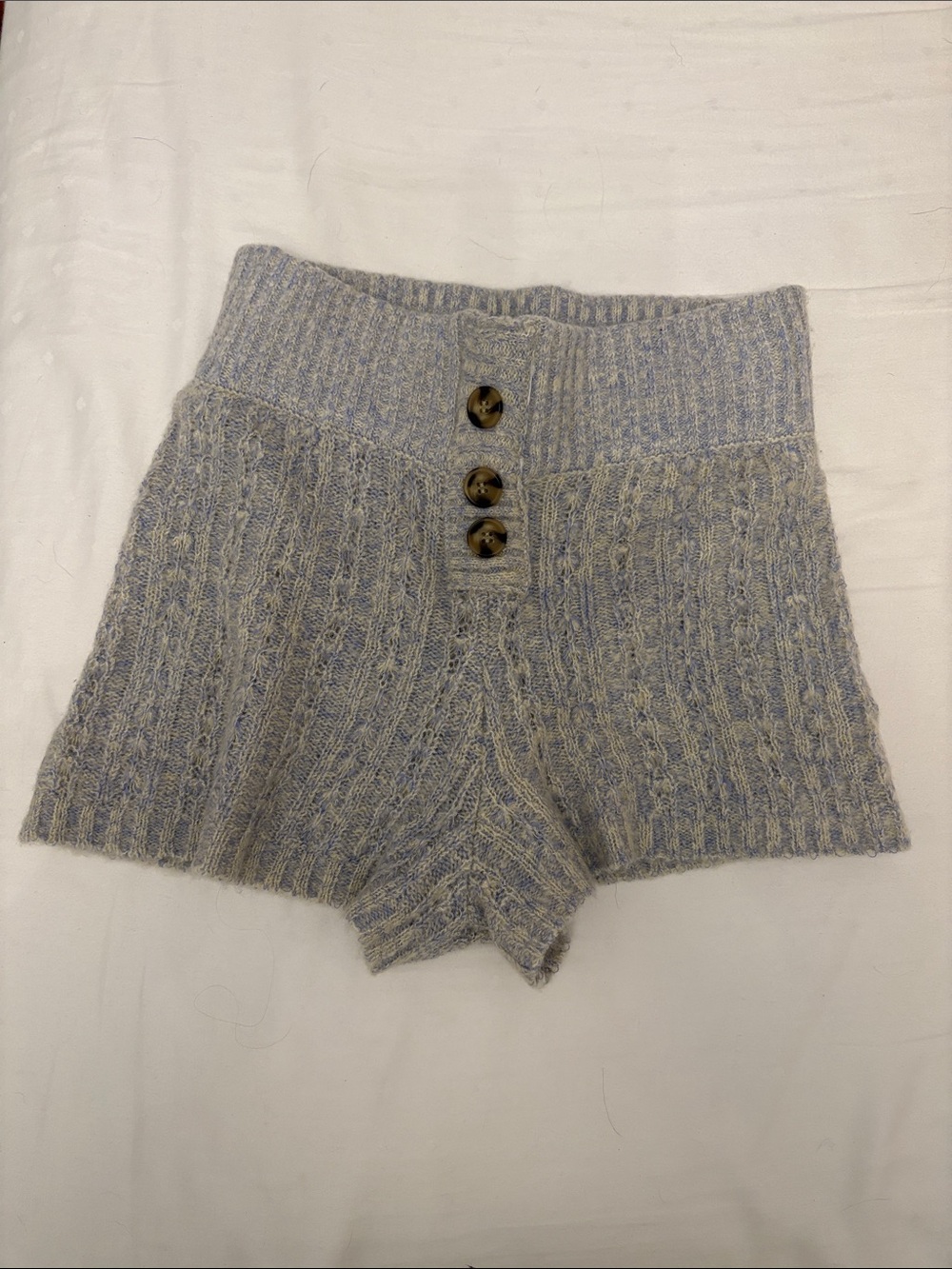 Urban Outfitters Light Gray Knit High-Waist Button Shorts